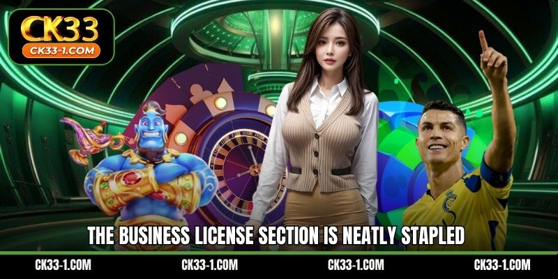 The business license section is neatly stapled
