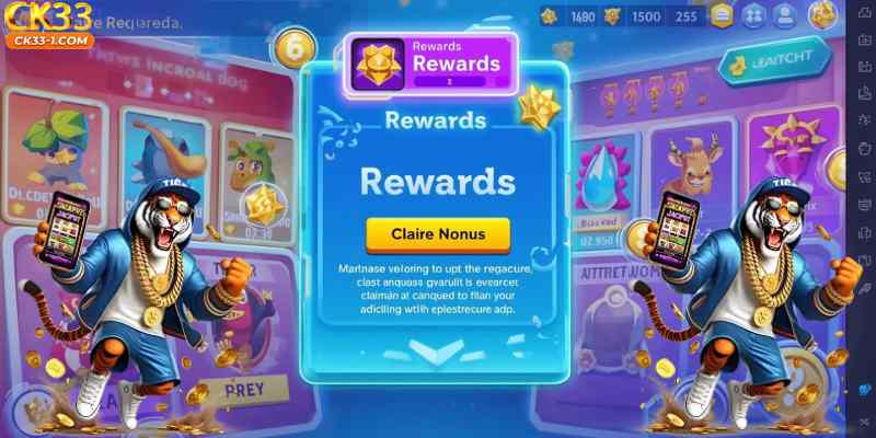   This image highlights the promotional section where users can claim rewards.