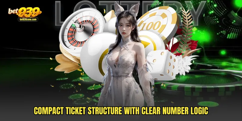 Compact ticket structure with clear number logic